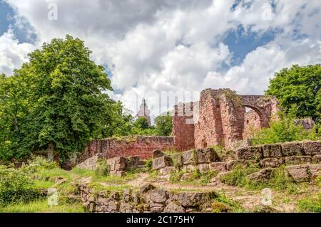 Obere Burg des Kyffhauser Denkmals von Kaiser Wilhelm und Barbarossa Stockfoto