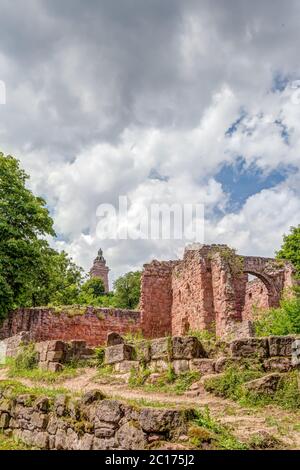 Obere Burg des Kyffhauser Denkmals von Kaiser Wilhelm und Barbarossa Stockfoto