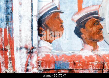 New Orleans Louisiana,Lagerhaus-Bezirk,Wandbild,Gemälde,Schwarzer Mann,Hut,Profil,Detail,Nahaufnahme,Kunst,LA111112058 Stockfoto