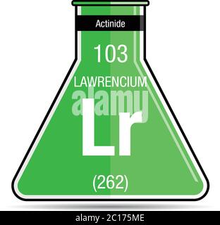 Symbol für Lawrencium auf dem chemischen Kolben. Elementnummer 103 des Periodensystems der Elemente - Chemie Stock Vektor