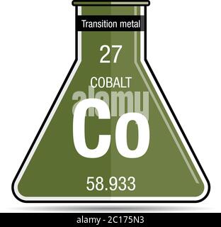 Kobalt-Symbol auf dem chemischen Kolben. Elementnummer 27 des Periodensystems der Elemente - Chemie Stock Vektor