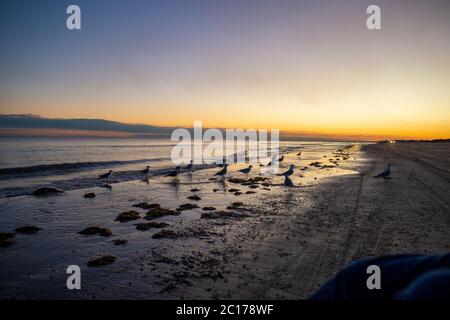 Bolivar Peninsula Strand bei Sonnenuntergang Stockfoto