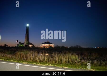 Leuchtturm auf der Halbinsel Bolivar an der Küste der USA von Texas Stockfoto