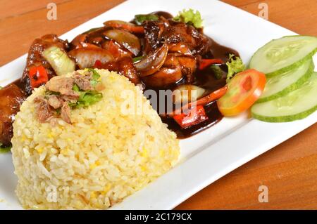 Nasi Lemak, traditionelles asiatisches Reisgericht Stockfoto