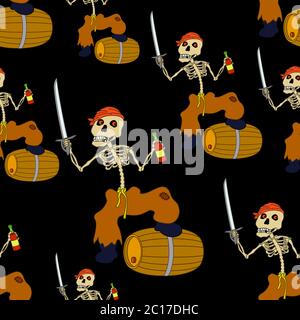 Jolly Roger Skelett nahtlose Stockfoto