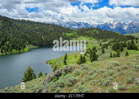 Elchsee unterhalb der hundertjährigen Berge im oberen roten Felsen Flussbecken in der Nähe von Seeview, montana Stockfoto