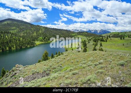 Elchsee unterhalb der hundertjährigen Berge im oberen roten Felsen Flussbecken in der Nähe von Seeview, montana Stockfoto