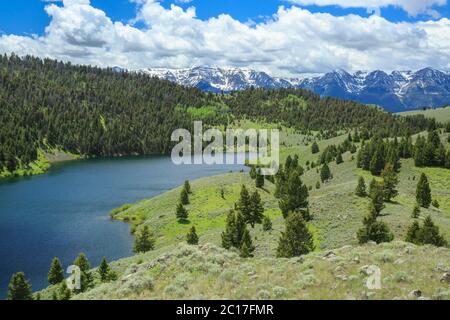 Elchsee unterhalb der hundertjährigen Berge im oberen roten Felsen Flussbecken in der Nähe von Seeview, montana Stockfoto