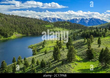 Elchsee unterhalb der hundertjährigen Berge im oberen roten Felsen Flussbecken in der Nähe von Seeview, montana Stockfoto