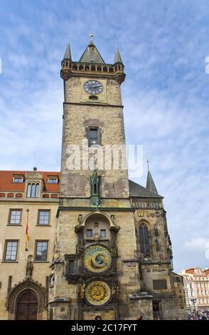 Orloj, historische mittelalterliche astronomische Uhr, altes Rathaus, Prag, Tschechische Republik Stockfoto