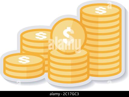 Dollar-Stapel Münzen Symbol. Gold goldenes Geld Stack für Gewinnfinanzierung. Business-Investition Wachstum Konzept für Info-Grafiken, Websites, mobile und Print Stock Vektor