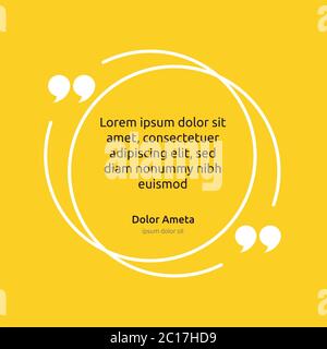 Anmerkung Zitat Textbox Poster Vorlage Konzept. Leere Frame Zitat. Anführungszeichen für Absatzsymbol. Doppelklammer-Komma. Blasendialog Stock Vektor