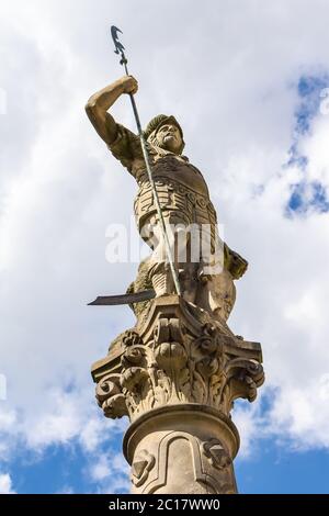 Statue am Marktplatz in der historischen Altstadt von Zittau in Deutschland Stockfoto