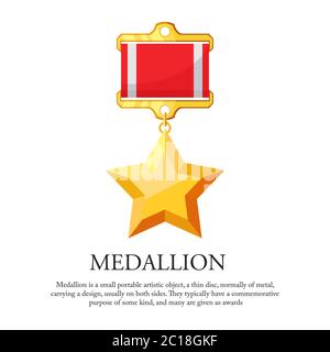 Vektor-Illustration einer Sternemedaille. Geeignet für die Visualisierung von Goldmedaillen, Preisträger, beste Anerkennung und Auszeichnung Service Medaille Symbol. Stock Vektor