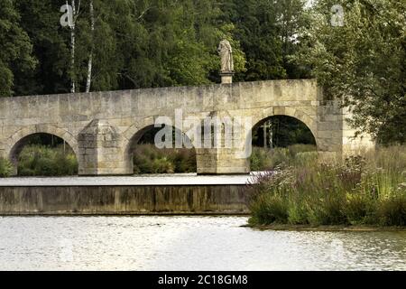 Brücke zum Fischhof in Tirschenreuth, Oberpfalz, Bayern, Deutschland Stockfoto