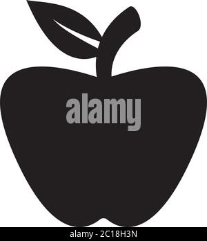 Apple Symbol im flachen Stil Vektor Symbol für Anwendungen und Websites. Schwarze Apfel Obst Vector Illustration. Stock Vektor