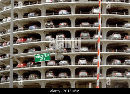 Marina City Tower Parkdeck in Chicago Stockfoto