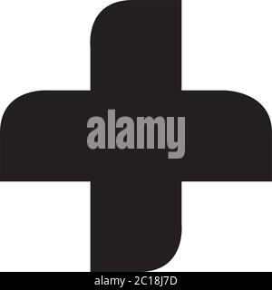 Medizinische Kreuz Symbol in Flat Style Vektor für App, UI, Websites. Erste-Hilfe-schwarze Symbol Vektor Illustration. Stock Vektor