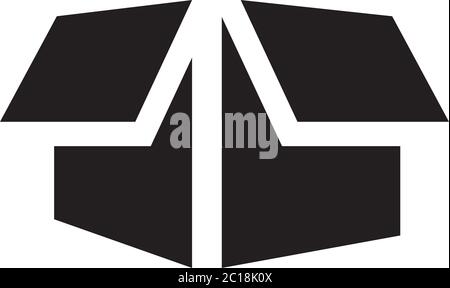 In das Feld "Öffen" ein Symbol im flachen Stil Vektor für Apps, UI, Websites. Schwarzes Symbol Vektor Illustration Stock Vektor