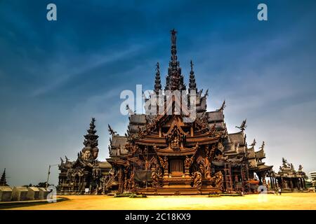 Außenansicht Sanctuary of Truth in Pattaya Thailand Stockfoto