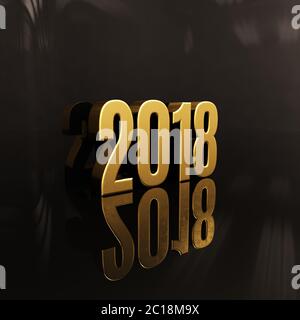 Frohes neues Jahr 2018 Text Design 3D Illustration Stockfoto