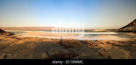 Panorama des Kratersalzsees Assal Djibouti Stockfoto