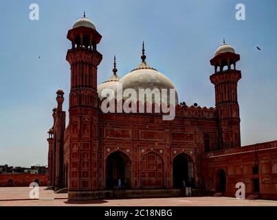 Gebetshalle von Badshahi oder Kaiserliche Moschee, Lahore Pakistan Stockfoto