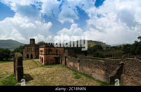 Königliche Paläste in Fasil Ghebbi Site Gonder Stockfoto
