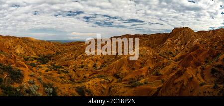 Panorama von Skazka aka Märchenschlucht, Issyk-Kul Kirgisistan Stockfoto