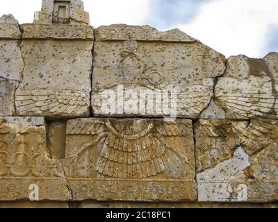 Faravahar, zoroastrischen Symbol Naqsh-e Rustam, Persepolis Ruine Iran Stockfoto