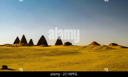 Panorama der Pyramiden bei Jebel Barkal Karima Napata Nubia, Sudan Stockfoto