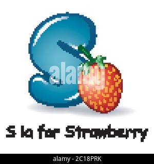 Obst-Alphabet: S ist für Erdbeere Stock Vektor
