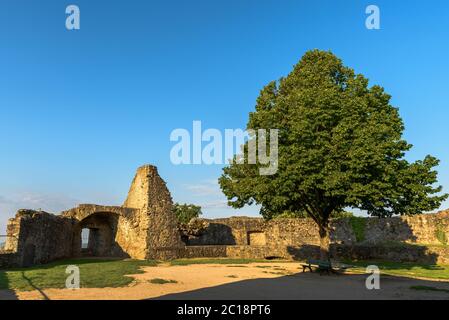 Burgruine Lindenfels, Lindenfels, Bergstraße, Odenwald, Hessen, Deutschland Stockfoto