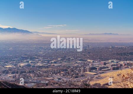 Blick von einem Berg mit Blick auf Salt Lake City Stockfoto