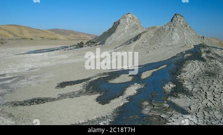 Panoramablick auf Schlammvulkane, Gobustan, Aserbaidschan Stockfoto