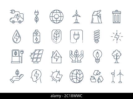 Skizzieren Sie ECO-Symbole Stock Vektor
