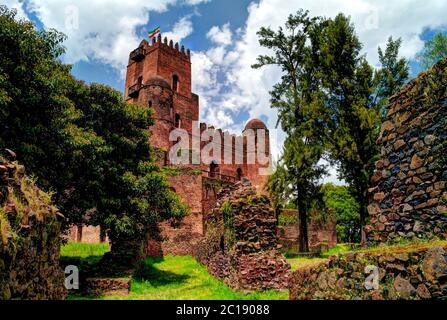 Fasil Ghebbi fasilidas Palace im Ort, Gonder Stockfoto