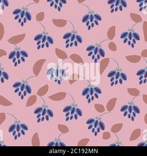 Hängende blaue Blumen nahtlose Vektor-Muster Stock Vektor