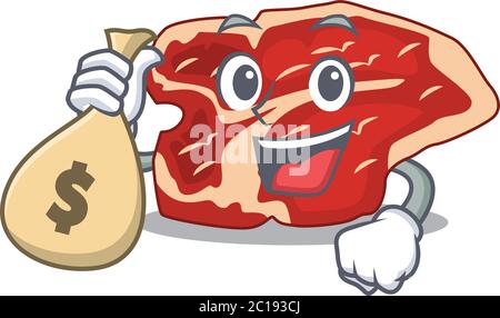 Verrückte reiche Cartoon-Bild von T-Bone mit Geldbeutel Stock Vektor