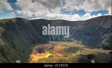 Luftaufnahme nach Caldeira do Faial, Insel Faial, Azoren, Portugal Stockfoto