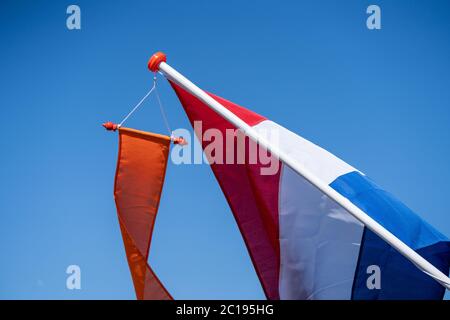 Eine Nahaufnahme einer niederländischen Nationalflagge Stockfoto