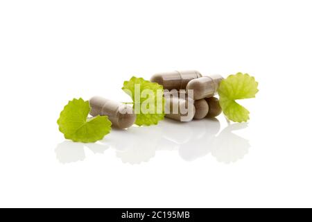 Gotu Kola ergänzt. Stockfoto