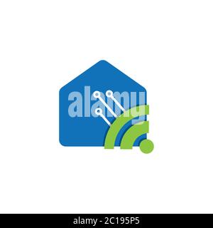 Moderne Smart House Technologie Logo Vektor Design Vorlage Illustration Stock Vektor