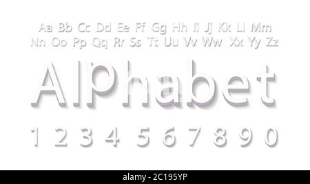 3D Alphabet Vorlage. Volumetrisches weißes Alphabet Design Stock Vektor