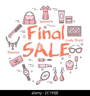 Weißes Banner von Frauen Accessoires mit rotem Text Final Sale Stock Vektor