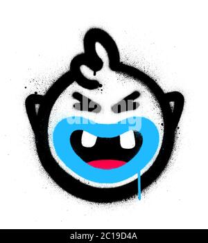 Graffiti wütend Monster-Symbol über weiß gesprüht Stock Vektor