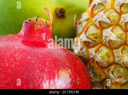 Auswahl an exotischen Früchten close-up Stockfoto