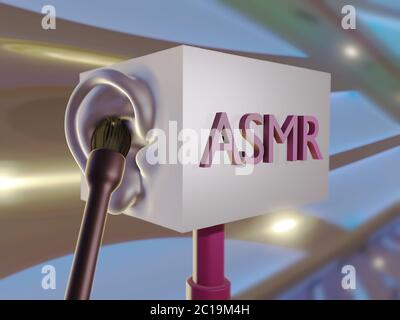 asmr, autonome sensorische Meridianantwort, 3d-Illustration Stockfoto