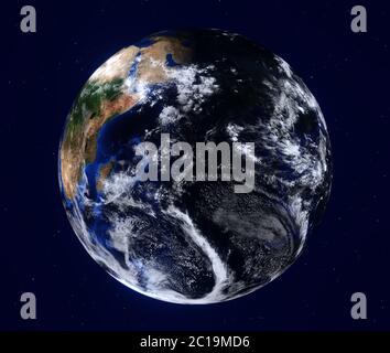 Planet Erde aus dem Weltraum. Detaillierte Abbildung, einschließlich Karte von NASA. 3d-Illustration Stockfoto