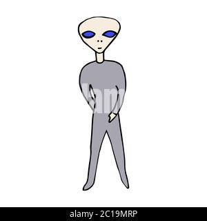 Aliens isoliert auf weißem Hintergrund, Vektor, Handzeichnung Stock Vektor